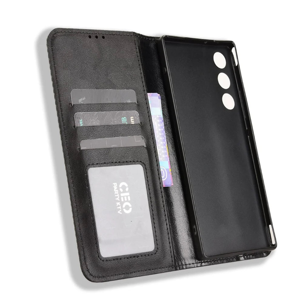 For ZTE nubia RedMagic 10 Air 5G Leather Case Wallet Stand Retro Texture Phone Cover - Black - 4