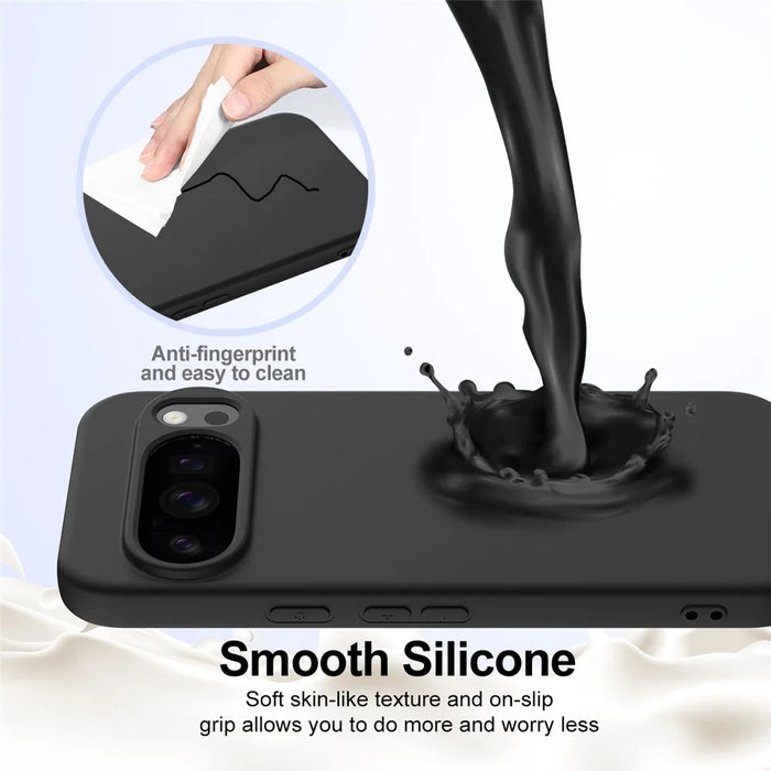 For Google Pixel 10 Pro / Pixel 10 Magnetic Case Anti-Drop Liquid Silicone Phone Cover - Black - 5