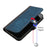 For iPhone 17 Pro Max PU Leather Case with Strap Phone Cover Stand Side Magnetic Button Design - Black+Royal Blue - 4