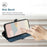 For iPhone 17 Pro Max PU Leather Case with Strap Phone Cover Stand Side Magnetic Button Design - Black+Royal Blue - 7