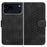 For iPhone 17 Pro Leather Case with Wrist Strap Diamond Imprint Wallet Phone Cover - Black - 1
