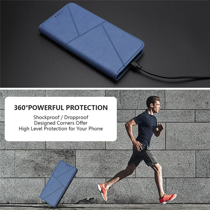 For iPhone 17 Pro Max Wallet Case Magnetic Closure Leather Flip Phone Cover with Stand - Royal Blue - 3