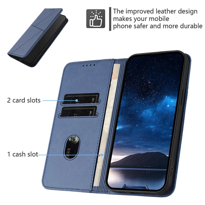 For iPhone 17 Pro Max Wallet Case Magnetic Closure Leather Flip Phone Cover with Stand - Royal Blue - 6