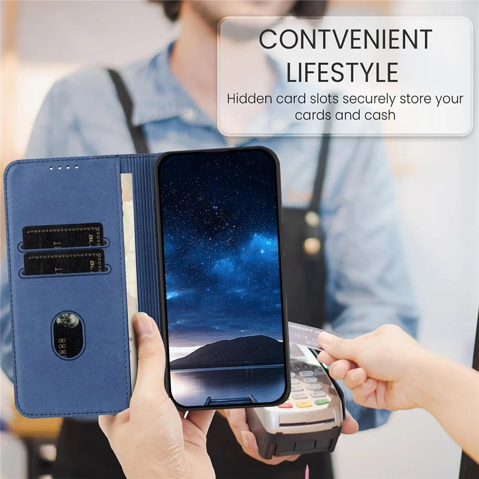For iPhone 17 Pro Max Wallet Case Magnetic Closure Leather Flip Phone Cover with Stand - Royal Blue - 7