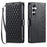 For Samsung Galaxy S25+ Leather Case Rhombus Texture Wallet Stand Phone Cover with Wrist Strap - Black - 1