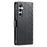 For Samsung Galaxy S25+ Leather Case Rhombus Texture Wallet Stand Phone Cover with Wrist Strap - Black - 7