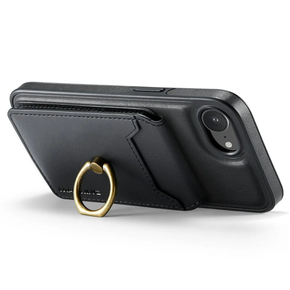 MAGKING K1 Series For iPhone 17e / 16e Magnetic Case PC + TPU + PU Phone Cover with Card Holder - Black - 7