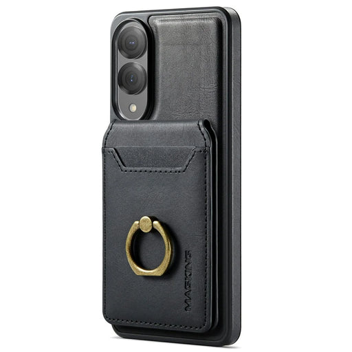 MAGKING K1 Series For Samsung Galaxy S25 Edge Magnetic Case PC + TPU + PU Phone Cover with Card Holder - Black - 2