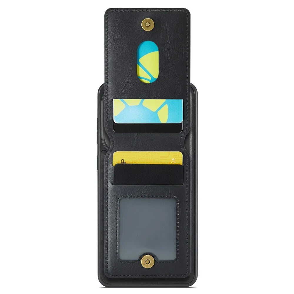 MAGKING K1 Series For Samsung Galaxy S25 Edge Magnetic Case PC + TPU + PU Phone Cover with Card Holder - Black - 5
