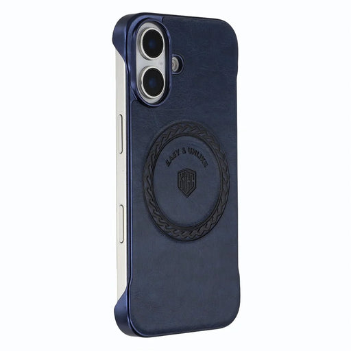 KIGC For iPhone 16 Magnetic Case Electroplating PC + PU Phone Back Cover - Blue - 1