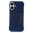 KIGC For iPhone 16 Magnetic Case Electroplating PC + PU Phone Back Cover - Blue - 3