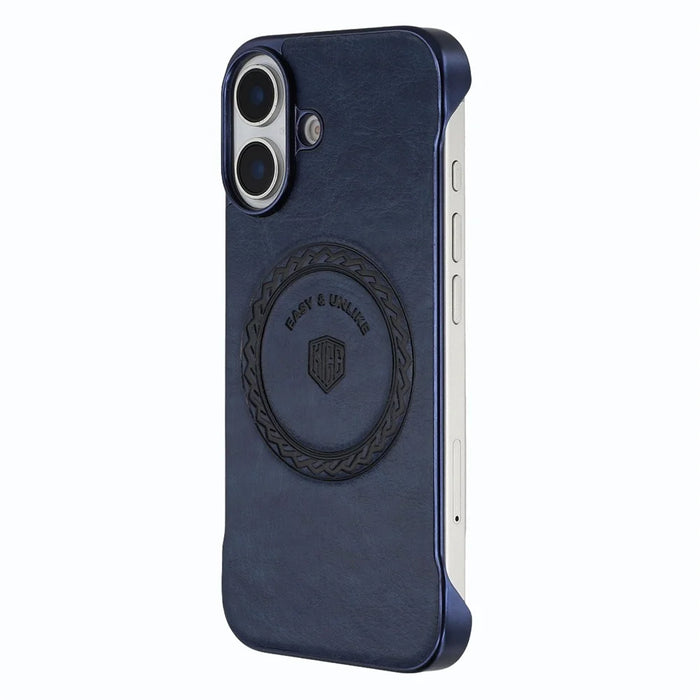 KIGC For iPhone 16 Magnetic Case Electroplating PC + PU Phone Back Cover - Blue - 4