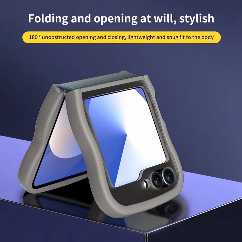 Phone Case for Samsung Galaxy Z Flip7 FE 5G / Z Flip6 5G / Flip5 5G Magnetic Case TPU + PC Back Cover Skin Touch Wave Shape - Grey - 5