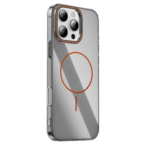 For iPhone 16 Pro Max Case Compatible with MagSafe Lens Frame Kickstand Clear PC Phone Cover - Transparent Black - 1