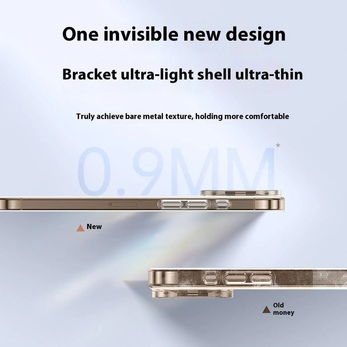 For iPhone 16 Pro Max Case Compatible with MagSafe Lens Frame Kickstand Clear PC Phone Cover - Transparent Black - 7