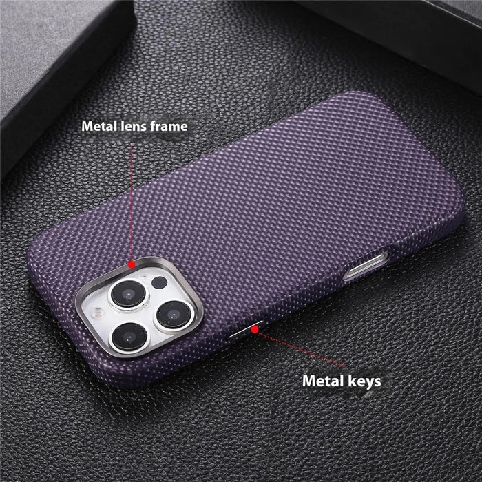 For iPhone 16 Pro Max Magnetic Case Diamond Texture Leather + PC Phone Cover - Purple - 4