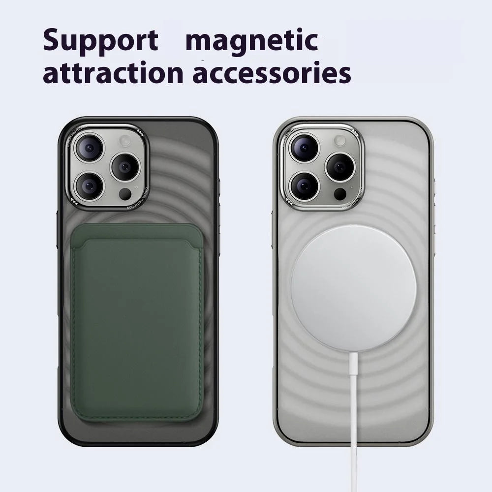 For iPhone 16 Pro Magnetic Case Gear Design Rotating Kickstand Ripple Texture TPU + PC Phone Cover - Grey - 4