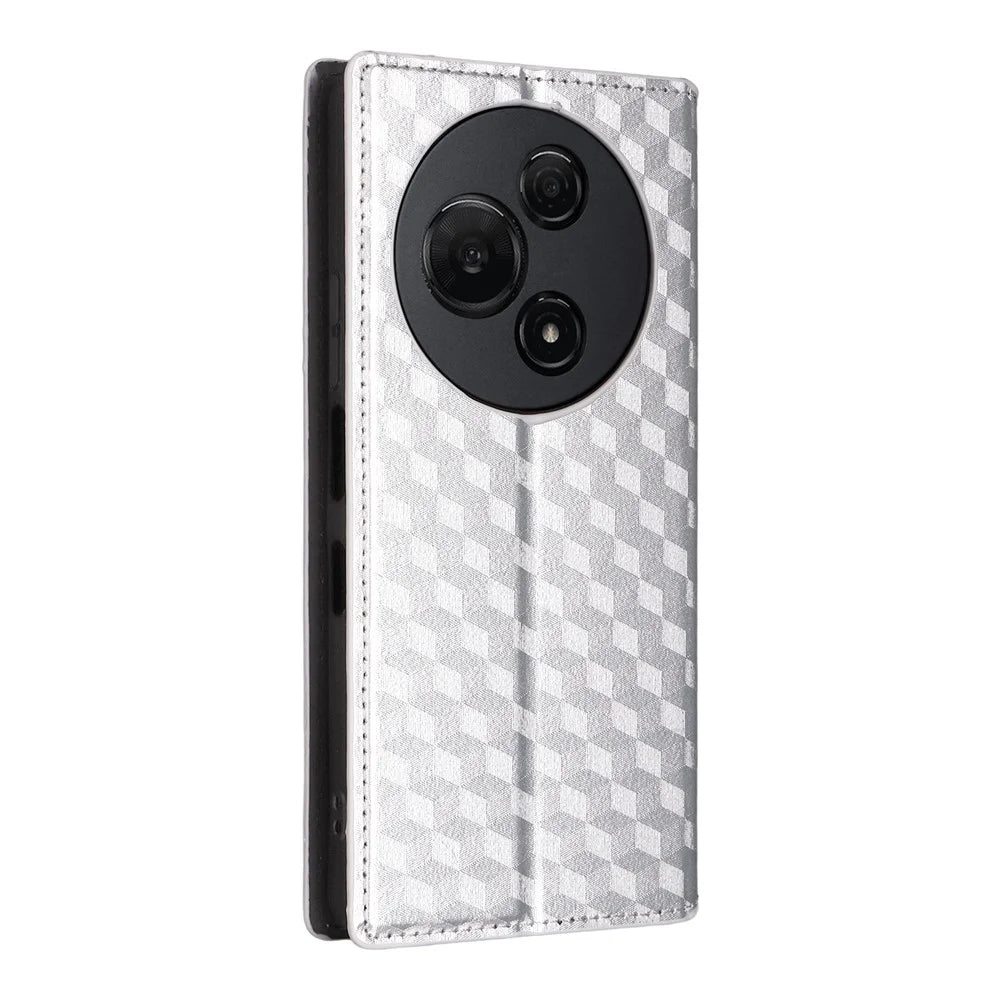 For TCL 60 NxtPaper 4G Case Wallet Rhombus Imprinted Leather Phone Cover - Silver - 7