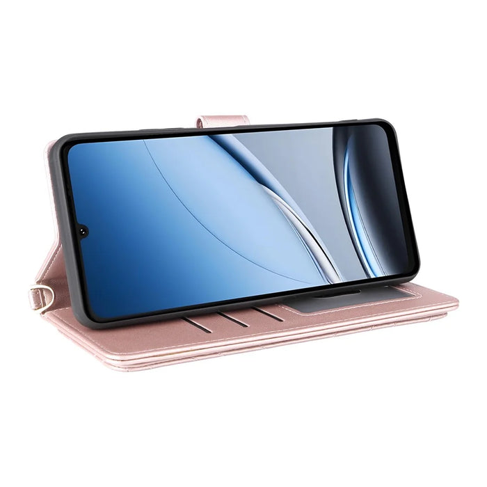 For Doogee Note 59 / Note 59 Pro Case with Shoulder / Wrist Strap Leather Phone Cover Stand Wallet - Pink - 5