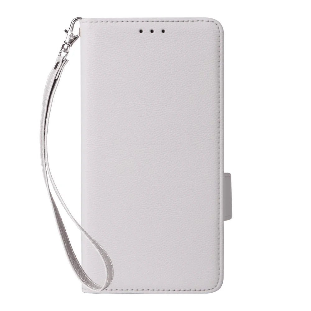 For Doogee Note 59 / Note 59 Pro Case with Wrist Strap Litchi Texture PU Leather Wallet Phone Cover - White - 7