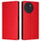 For Doogee Note 59 / Note 59 Pro Case Wallet Rhombus Imprinted Leather Phone Cover - Red - 1