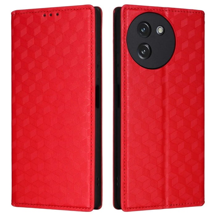 For Doogee Note 59 / Note 59 Pro Case Wallet Rhombus Imprinted Leather Phone Cover - Red - 1