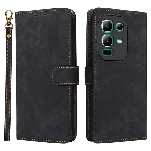 For Infinix Note 50x 5G X6857B Case Wallet RFID Blocking PU Leather Phone Cover Stand with Strap - Black - 1