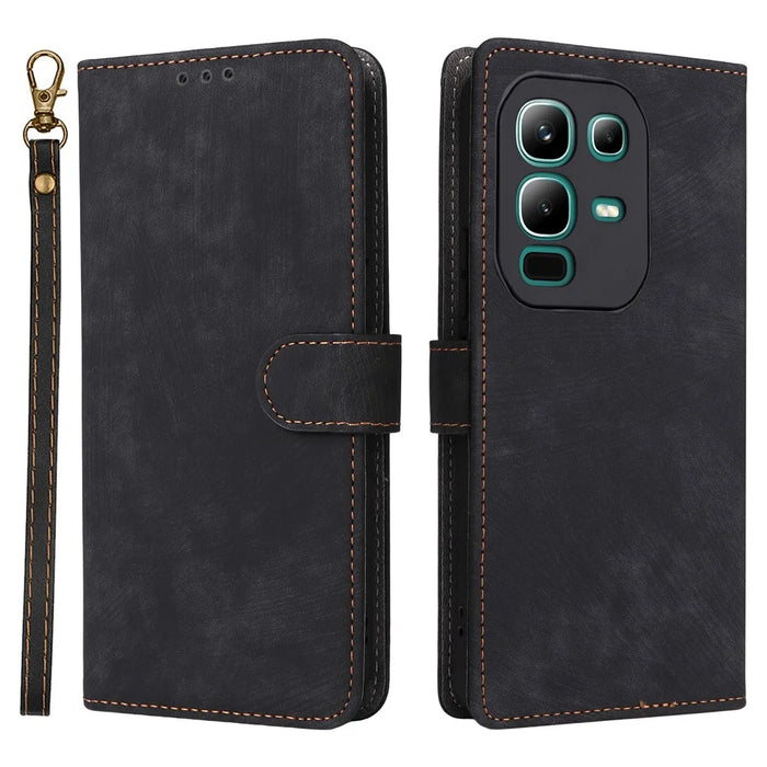 For Infinix Note 50x 5G X6857B Case Wallet RFID Blocking PU Leather Phone Cover Stand with Strap - Black - 1