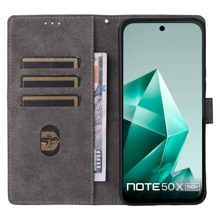 For Infinix Note 50x 5G X6857B Case Wallet RFID Blocking PU Leather Phone Cover Stand with Strap - Black - 2
