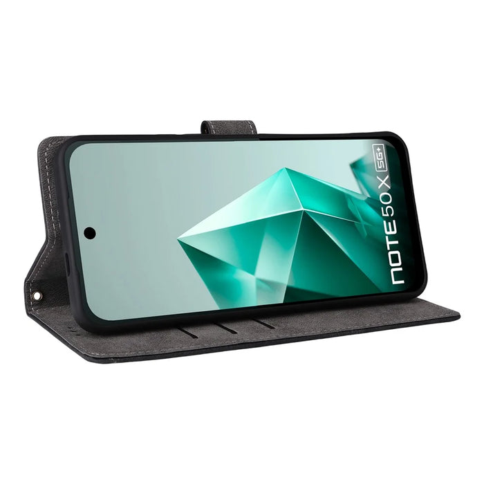 For Infinix Note 50x 5G X6857B Case Wallet RFID Blocking PU Leather Phone Cover Stand with Strap - Black - 3