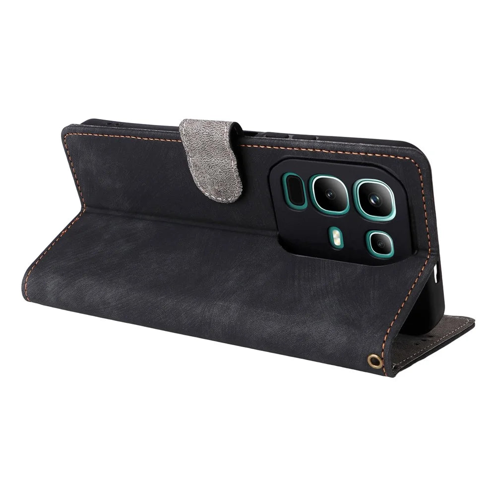 For Infinix Note 50x 5G X6857B Case Wallet RFID Blocking PU Leather Phone Cover Stand with Strap - Black - 4