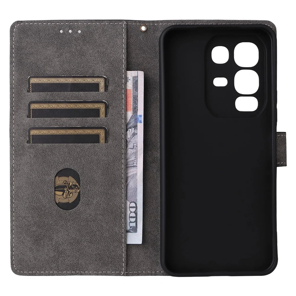 For Infinix Note 50x 5G X6857B Case Wallet RFID Blocking PU Leather Phone Cover Stand with Strap - Black - 5