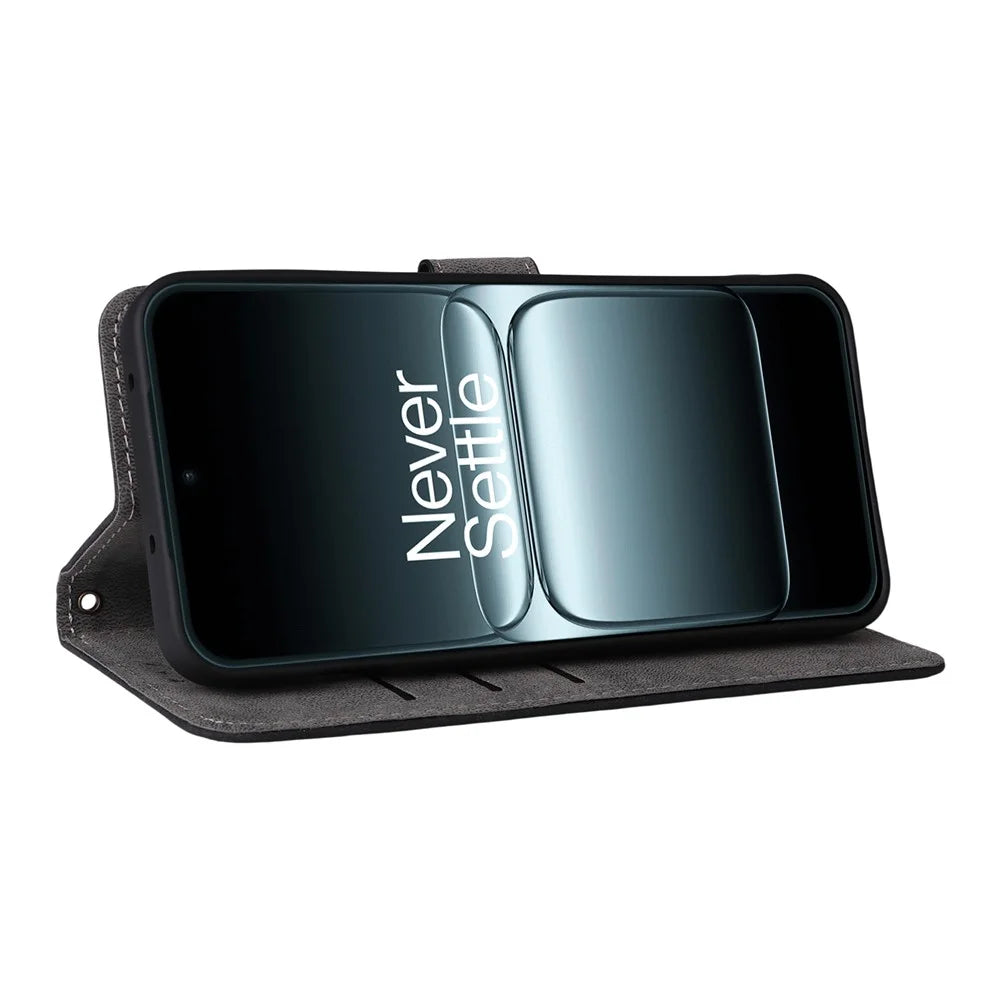 For OnePlus 13T 5G Case Wallet RFID Blocking PU Leather Phone Cover Stand with Strap - Black - 4