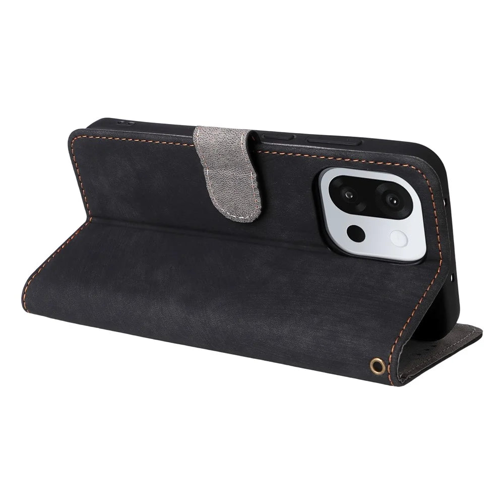 For OnePlus 13T 5G Case Wallet RFID Blocking PU Leather Phone Cover Stand with Strap - Black - 5