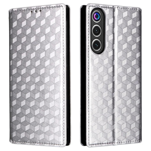 For ZTE nubia Redmagic 10 Air 5G Case Wallet Rhombus Imprinted Leather Phone Cover - Silver - 1
