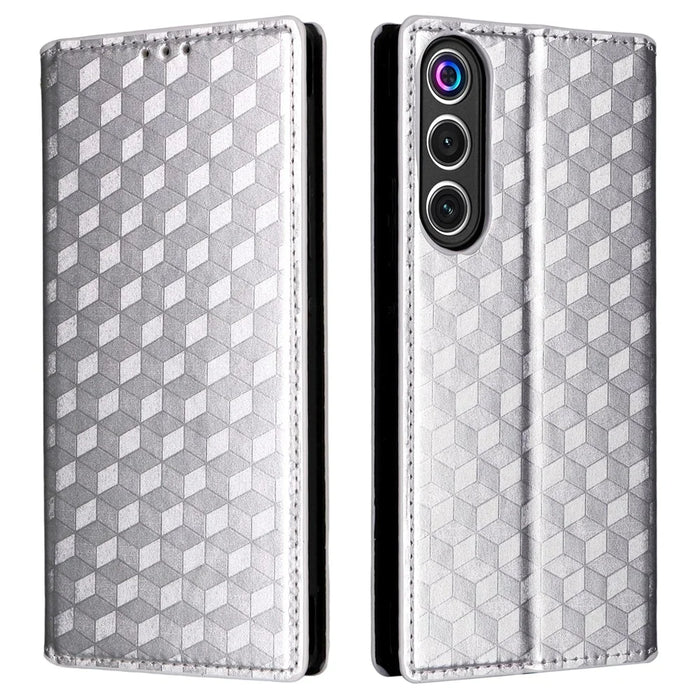 For ZTE nubia Redmagic 10 Air 5G Case Wallet Rhombus Imprinted Leather Phone Cover - Silver - 1