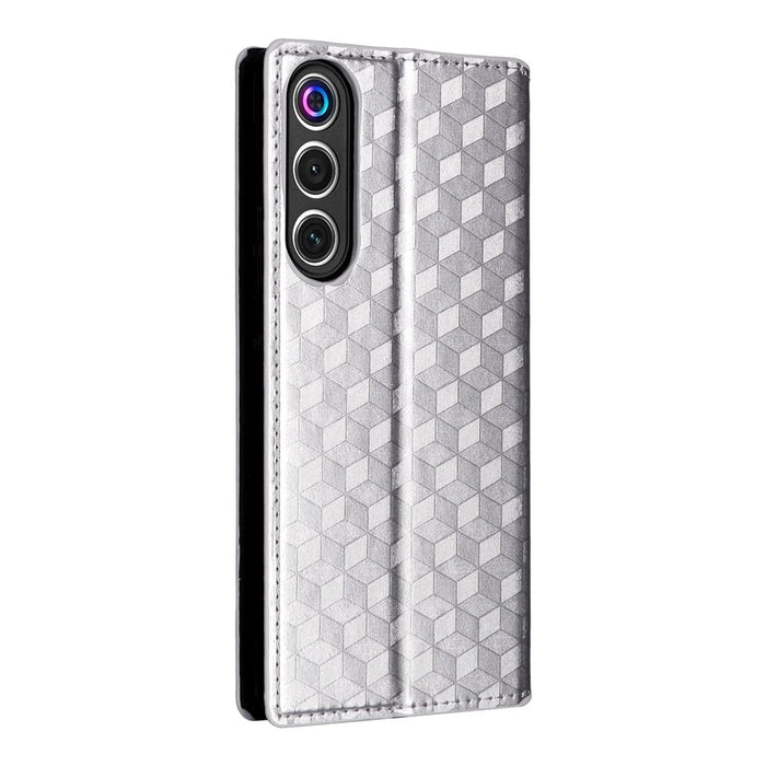 For ZTE nubia Redmagic 10 Air 5G Case Wallet Rhombus Imprinted Leather Phone Cover - Silver - 7