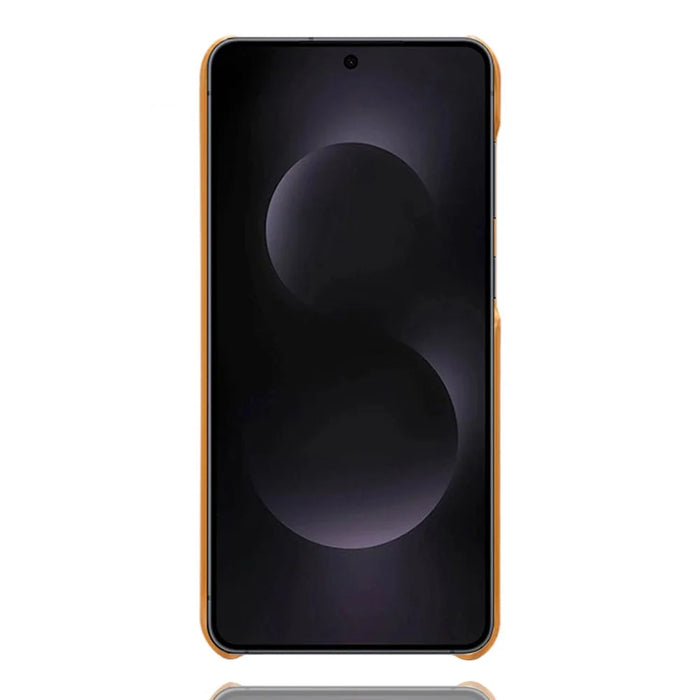 For Samsung Galaxy S25 Edge Case Calf Texture PU Leather Hard PC Protective Phone Cover - Orange - 3