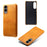 For Samsung Galaxy S25 Edge Case Calf Texture PU Leather Hard PC Protective Phone Cover - Orange - 4