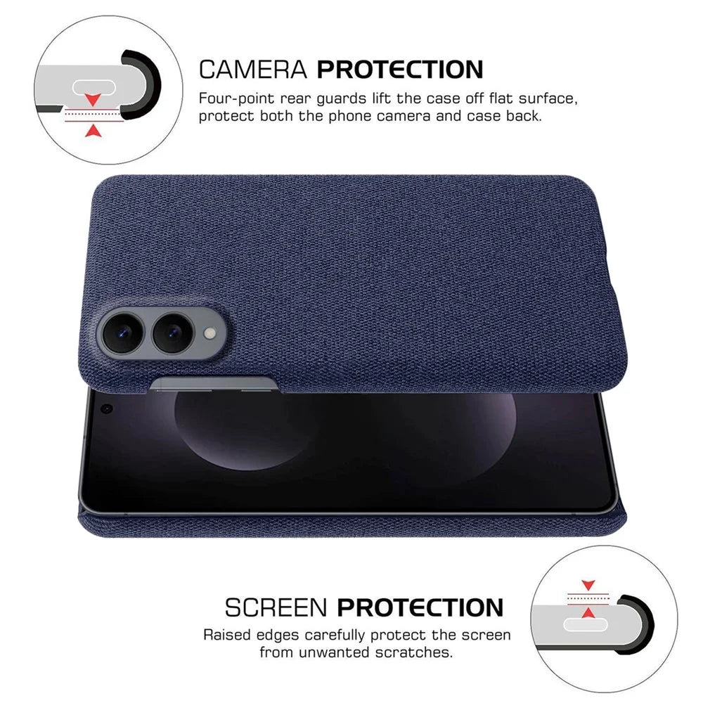 For Samsung Galaxy S25 Edge Phone Case Cloth Texture Anti-Scratch Protective PC Back Cover - Blue - 5