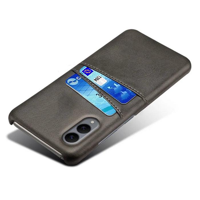 For Samsung Galaxy S25 Edge Case Dual Card Slots PU Leather + Hard PC Phone Cover - Black - 3