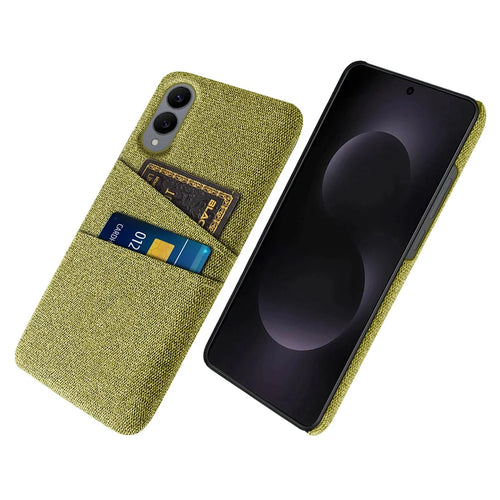 For Samsung Galaxy S25 Edge Case Cloth + Hard PC Phone Cover with Dual Card Slots - Yellow - 1