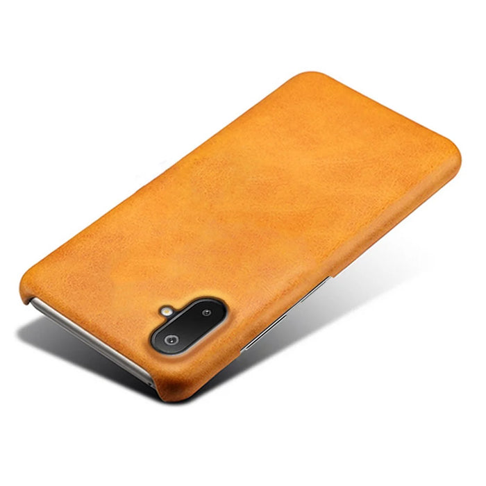 For Samsung Galaxy A06 5G / M06 5G Case Calf Texture PU Leather Hard PC Protective Phone Cover - Orange - 2