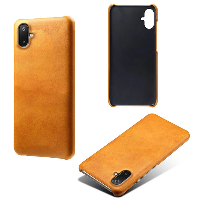 For Samsung Galaxy A06 5G / M06 5G Case Calf Texture PU Leather Hard PC Protective Phone Cover - Orange - 4