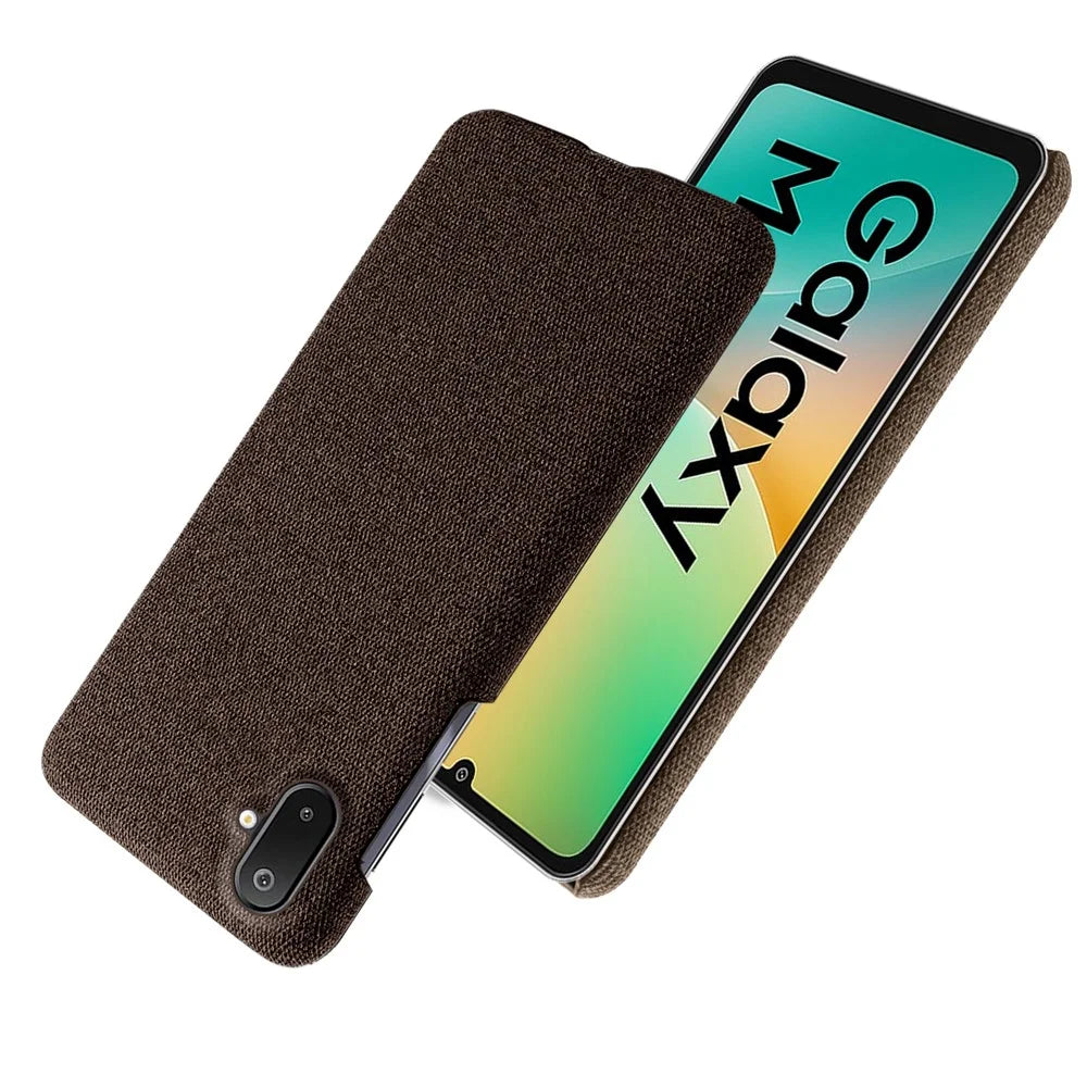 For Samsung Galaxy A06 5G / M06 5G Phone Case Cloth Texture Anti-Scratch Protective PC Back Cover - Brown - 2