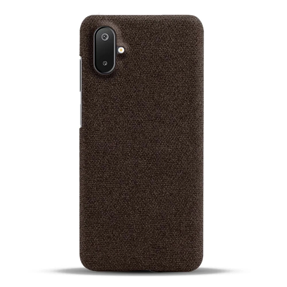 For Samsung Galaxy A06 5G / M06 5G Phone Case Cloth Texture Anti-Scratch Protective PC Back Cover - Brown - 3