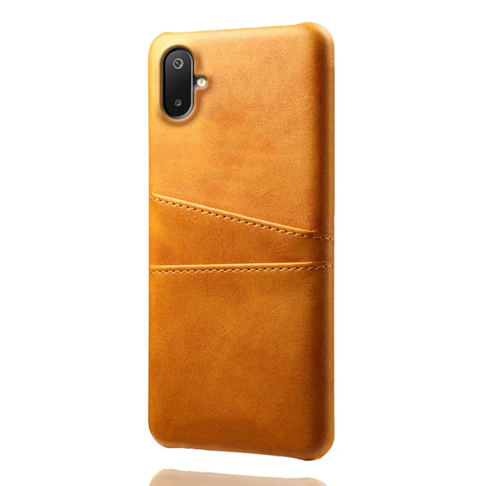 For Samsung Galaxy A06 5G / M06 5G Case Dual Card Slots PU Leather + Hard PC Phone Cover - Orange - 2