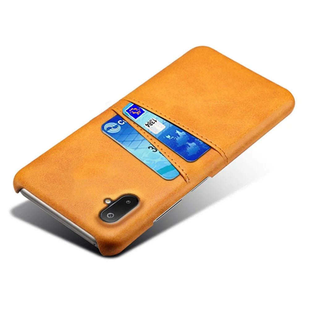 For Samsung Galaxy A06 5G / M06 5G Case Dual Card Slots PU Leather + Hard PC Phone Cover - Orange - 3