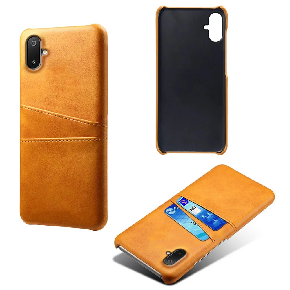 For Samsung Galaxy A06 5G / M06 5G Case Dual Card Slots PU Leather + Hard PC Phone Cover - Orange - 5