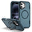 For iPhone 16 Case Compatible with MagSafe Lens Frame Kickstand TPU + PC Shockproof Phone Cover - Sapphire + Blue - 1